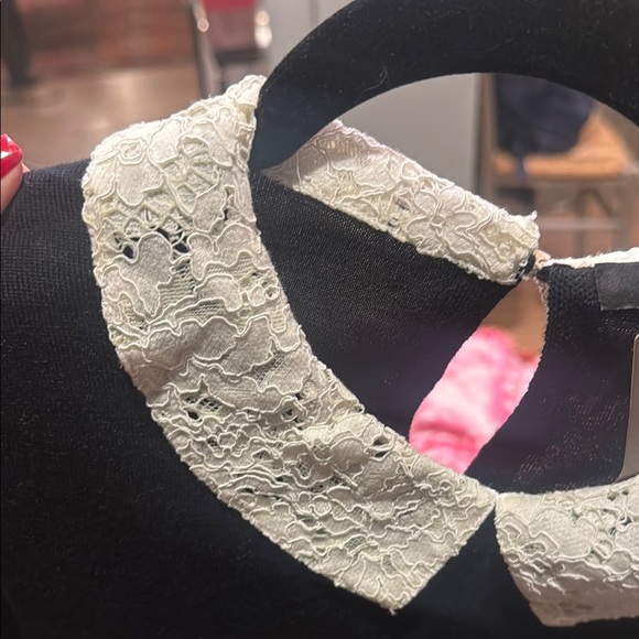 J. Crew Black and White Crew Neck Sweater with Decorative Collar - Picture 3 of 3